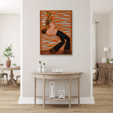 Pas Rengi Caz Trompetçisi Metal Tablo 90x125 cm