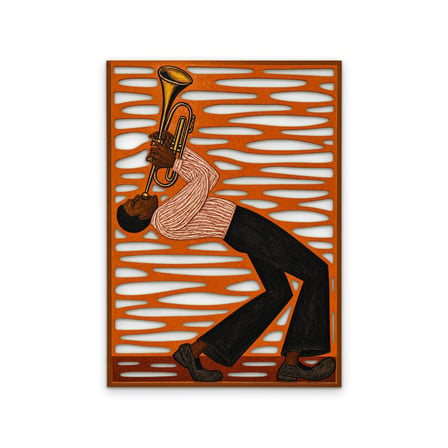 Pas Rengi Caz Trompetçisi Metal Tablo 90x125 cm