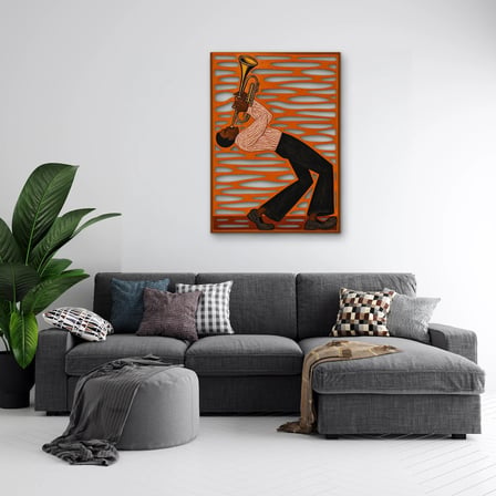Pas Rengi Caz Trompetçisi Metal Tablo 90x125 cm