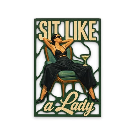 Sit Like a Lady Kadın Portresi Metal Tablo 85x125 cm