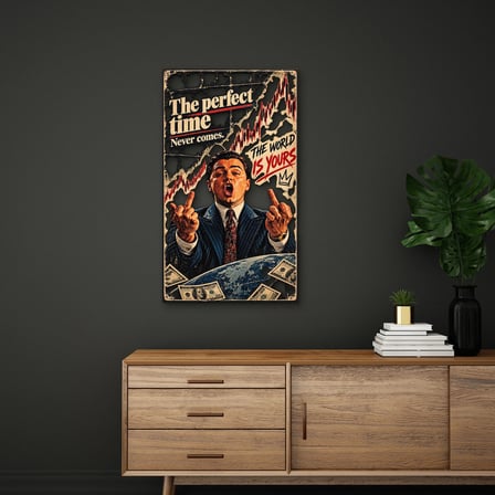 The World Is Yours Borsacı Portresi Metal Tablo 55x95 cm