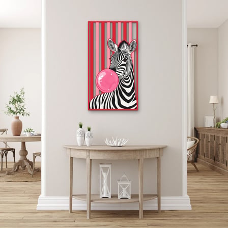 Balon Sakızlı Zebra Metal Tablo 36x65 cm