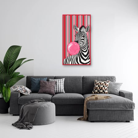 Balon Sakızlı Zebra Metal Tablo 36x65 cm