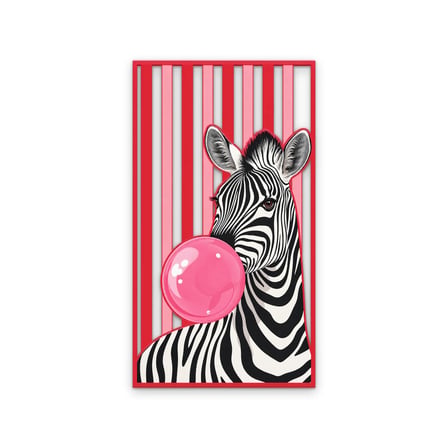 Balon Sakızlı Zebra Metal Tablo 53x95 cm
