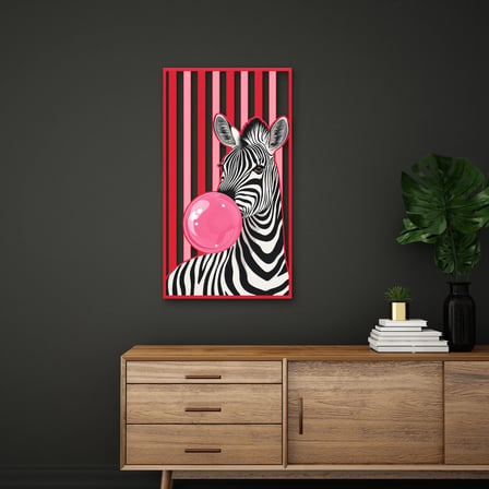 Balon Sakızlı Zebra Metal Tablo 53x95 cm
