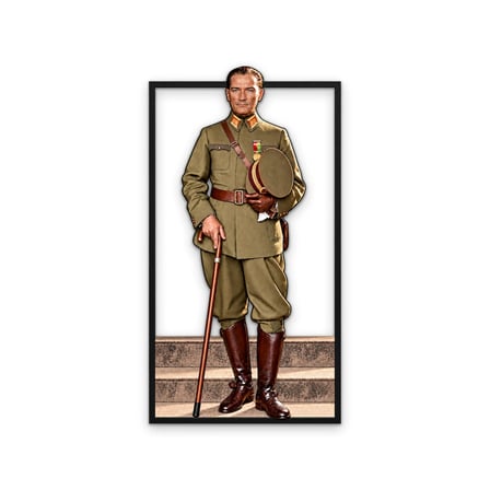 Üniformalı Atatürk Portresi Metal Tablo 35x65 cm