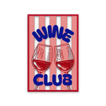 Wine Club Kadehleri Metal Tablo 33x50 cm