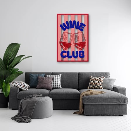 Wine Club Kadehleri Metal Tablo 33x50 cm