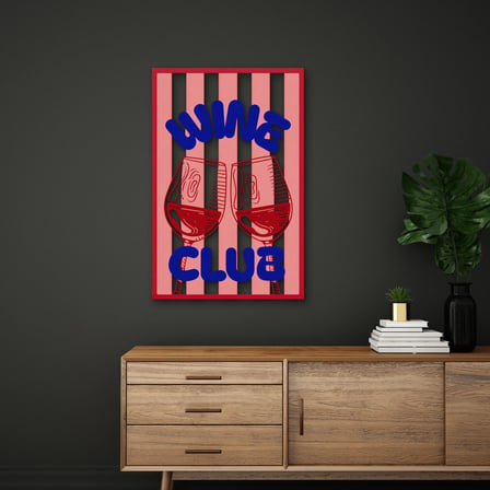 Wine Club Kadehleri Metal Tablo 33x50 cm
