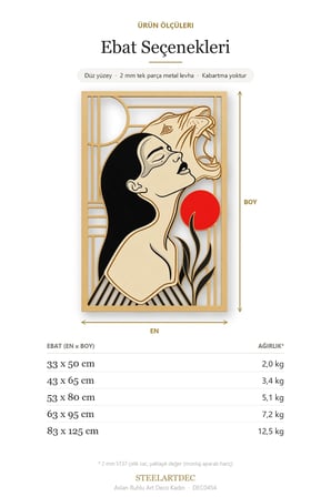 Aslan Ruhlu Art Deco Kadın Metal Tablo 53x80 cm
