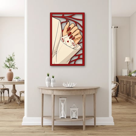 Yenden Çıkan Kupa Asları Metal Tablo 81x125 cm