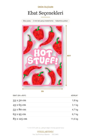 Hot Stuff Kırmızı Biberler Metal Tablo 83x125 cm