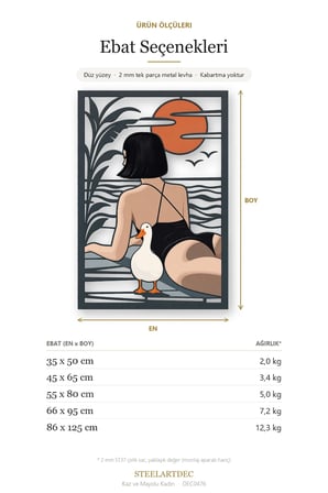 Kaz ve Mayolu Kadın Metal Tablo 86x125 cm