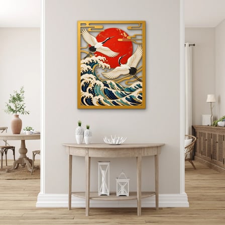 Japon Turnaları ve Büyük Dalga Metal Tablo 39x50 cm