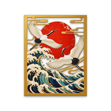Japon Turnaları ve Büyük Dalga Metal Tablo 39x50 cm