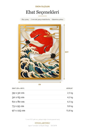 Japon Turnaları ve Büyük Dalga Metal Tablo 39x50 cm
