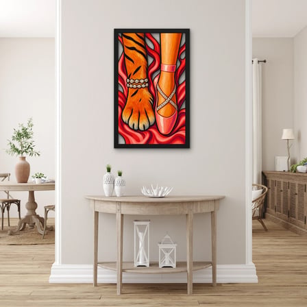 Kaplan Pençesi ve Balerin Metal Tablo 79x125 cm