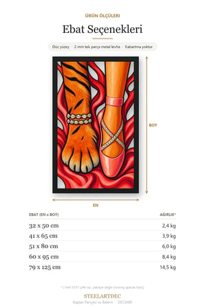Kaplan Pençesi ve Balerin Metal Tablo 79x125 cm