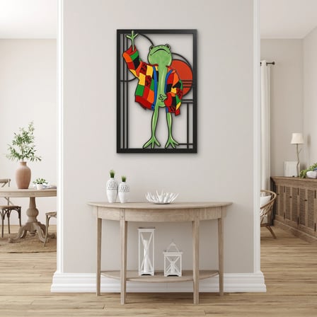Hırkalı Kurbağa Metal Tablo 42x65 cm