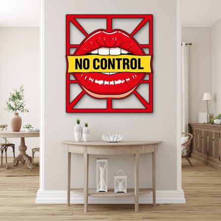 No Control Kırmızı Dudaklar Metal Tablo 85x95 cm