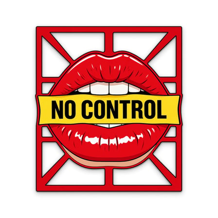 No Control Kırmızı Dudaklar Metal Tablo 85x95 cm