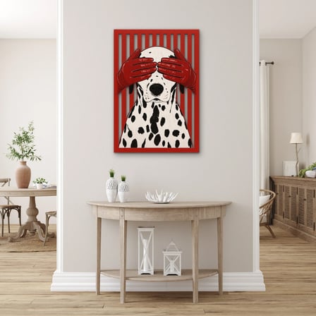Kırmızı Eldivenli Dalmaçyalı Metal Tablo 45x65 cm