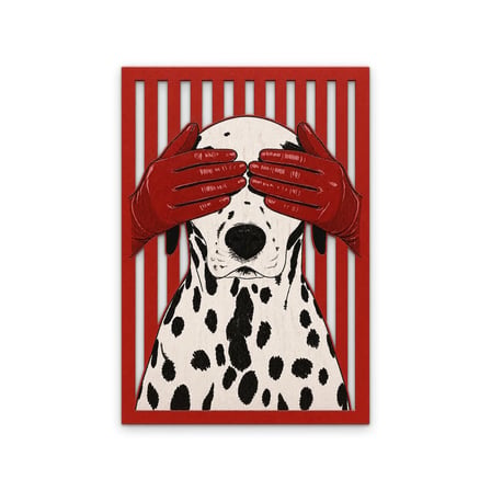 Kırmızı Eldivenli Dalmaçyalı Metal Tablo 45x65 cm