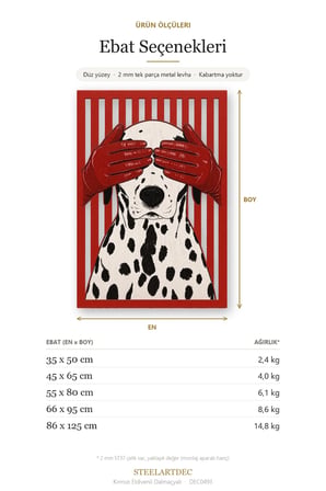 Kırmızı Eldivenli Dalmaçyalı Metal Tablo 45x65 cm