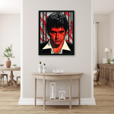 Kırmızı Gangster Portresi Metal Tablo 40x50 cm