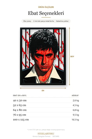 Kırmızı Gangster Portresi Metal Tablo 40x50 cm