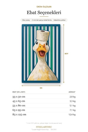 Tuvalet Kağıtlı Komik Kaz Metal Tablo 33x50 cm