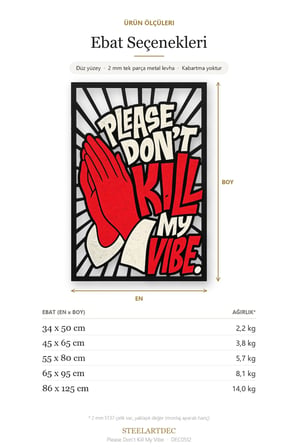 Please Don't Kill My Vibe Metal Tablo 86x125 cm