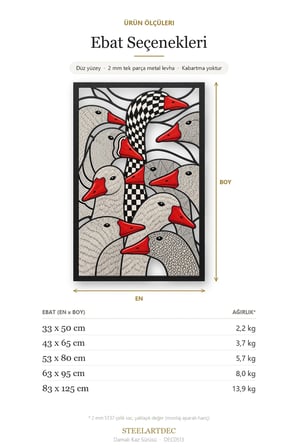 Damalı Kaz Sürüsü Metal Tablo 43x65 cm