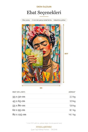 Çiçek Taçlı Kokteyl Portresi Metal Tablo 33x50 cm