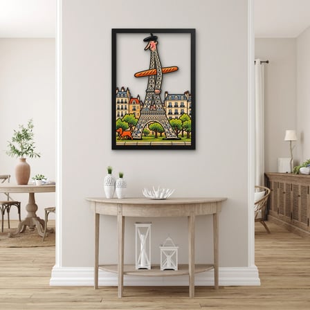 Baget Ekmekli Eyfel Kulesi Metal Tablo 35x50 cm