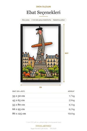 Baget Ekmekli Eyfel Kulesi Metal Tablo 86x125 cm