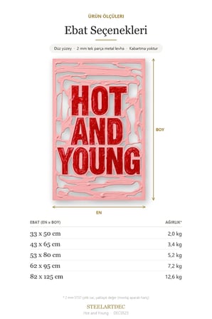 Hot and Young Metal Tablo 33x50 cm