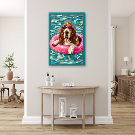 Simitte Gözlüklü Basset Metal Tablo 87x125 cm