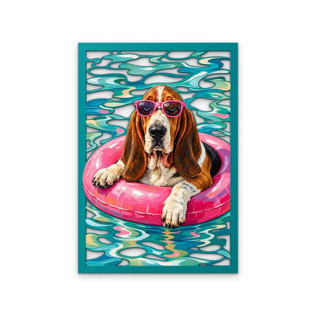 Simitte Gözlüklü Basset Metal Tablo 87x125 cm