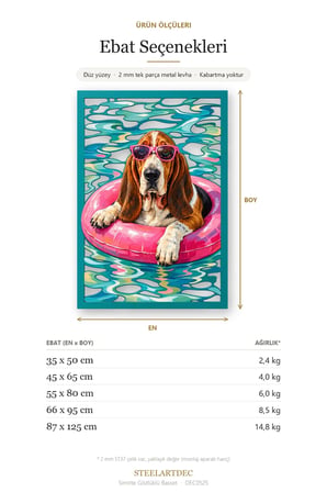 Simitte Gözlüklü Basset Metal Tablo 87x125 cm