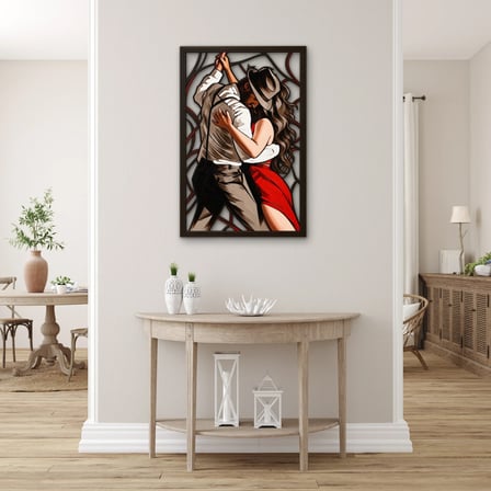 Tutkulu Tango Kucaklaşması Metal Tablo 33x50 cm
