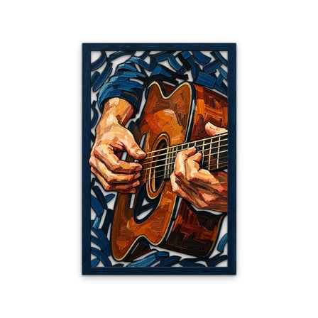 Akustik Gitar Çalan Eller Metal Tablo 53x80 cm