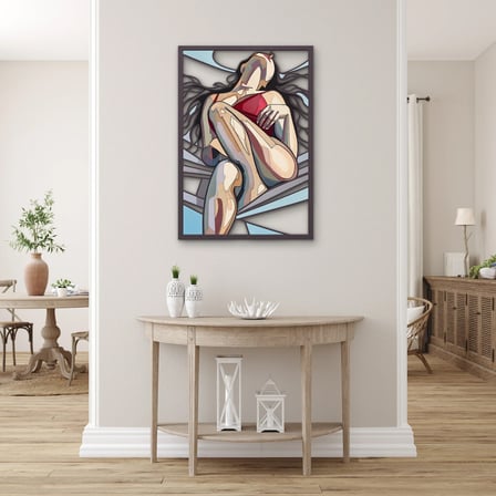 Hamakta Uzanan Kadın Metal Tablo 87x125 cm