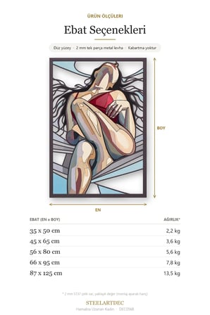 Hamakta Uzanan Kadın Metal Tablo 87x125 cm