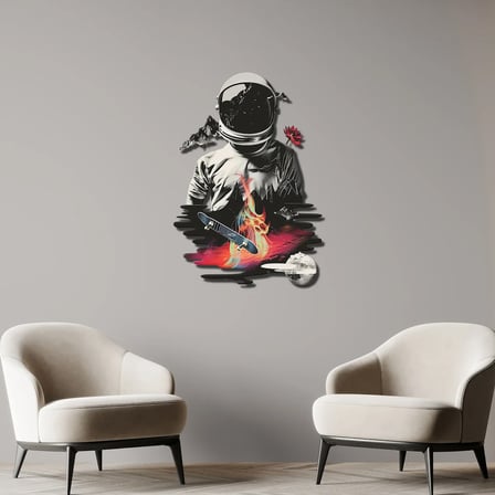 Sürrealist Astronot Metal Tablo 35x50 cm