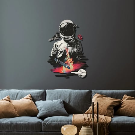 Sürrealist Astronot Metal Tablo 35x50 cm