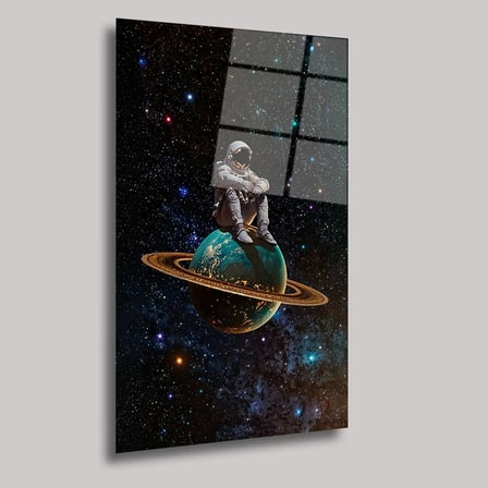 Kozmos ve Astronot Cam Tablo 35x50 cm
