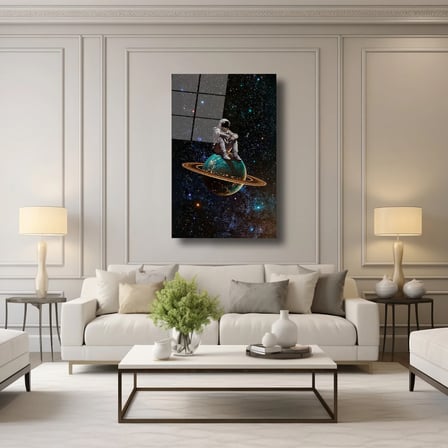 Kozmos ve Astronot Cam Tablo 35x50 cm