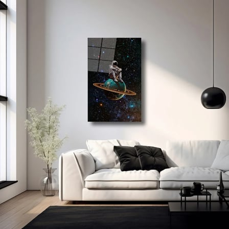 Kozmos ve Astronot Cam Tablo 35x50 cm