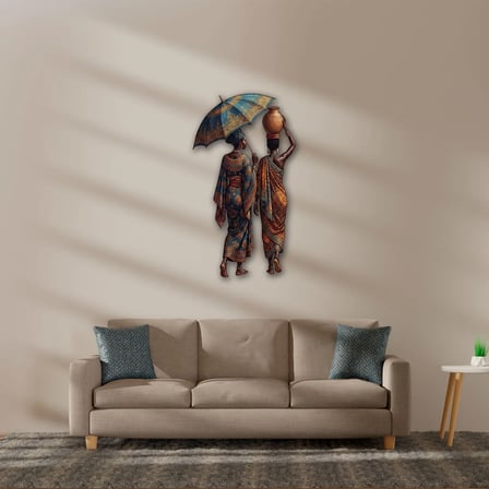 Etnik Afrika Kadınları Metal Tablo 28x50 cm